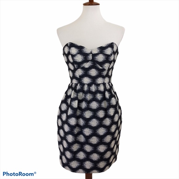 Shoshana Navy Blue/ Ivory Strapless Cocktail Dress - Picture 1 of 6